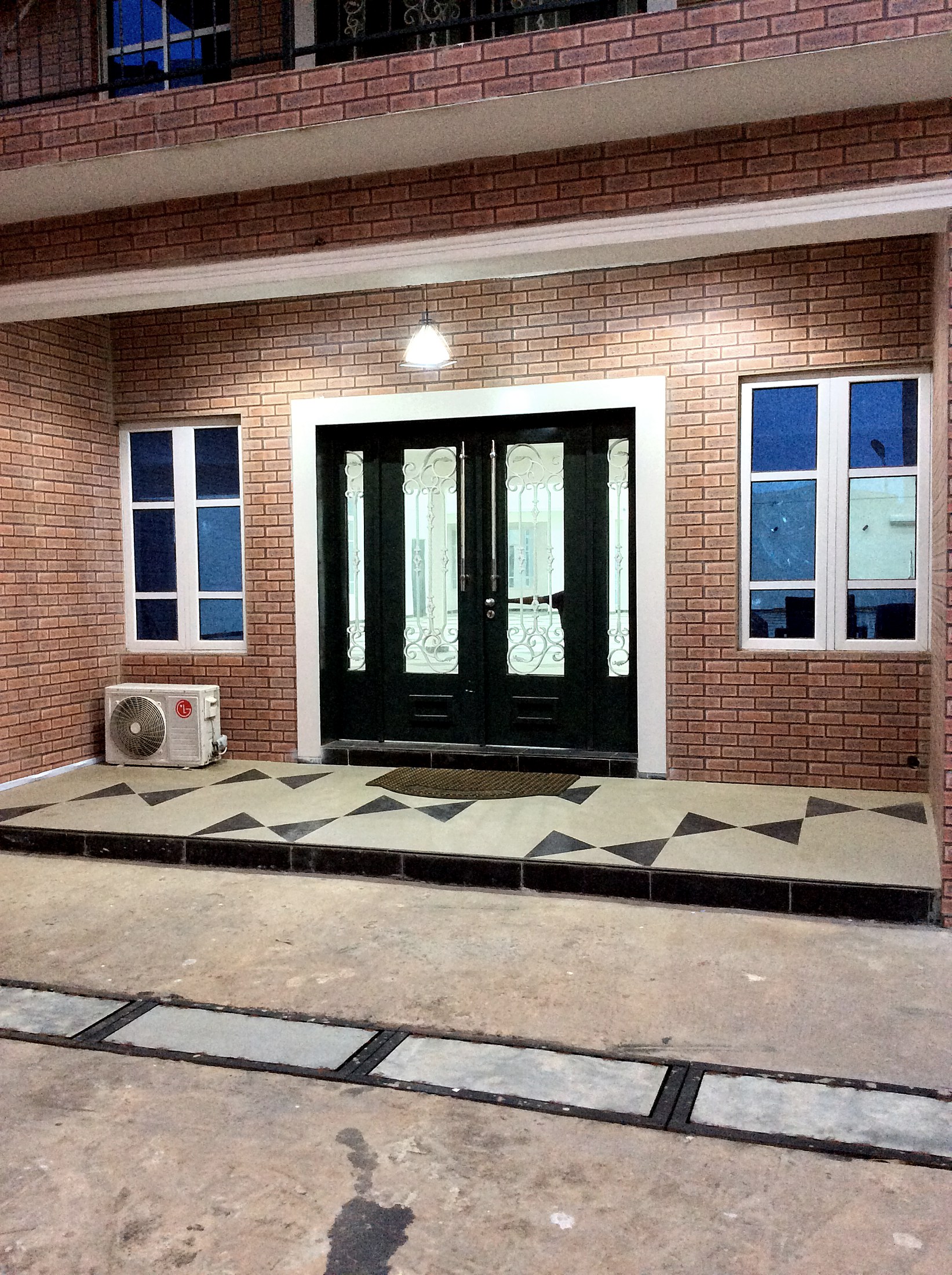 Entrance porch at dusk